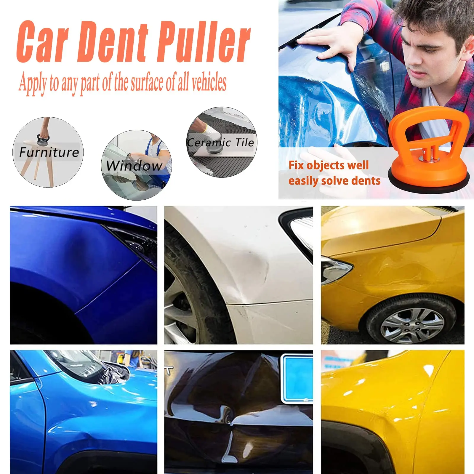 Dent Puller,dent Removal Kit,3 Pack Car Dent Puller Kit Handle