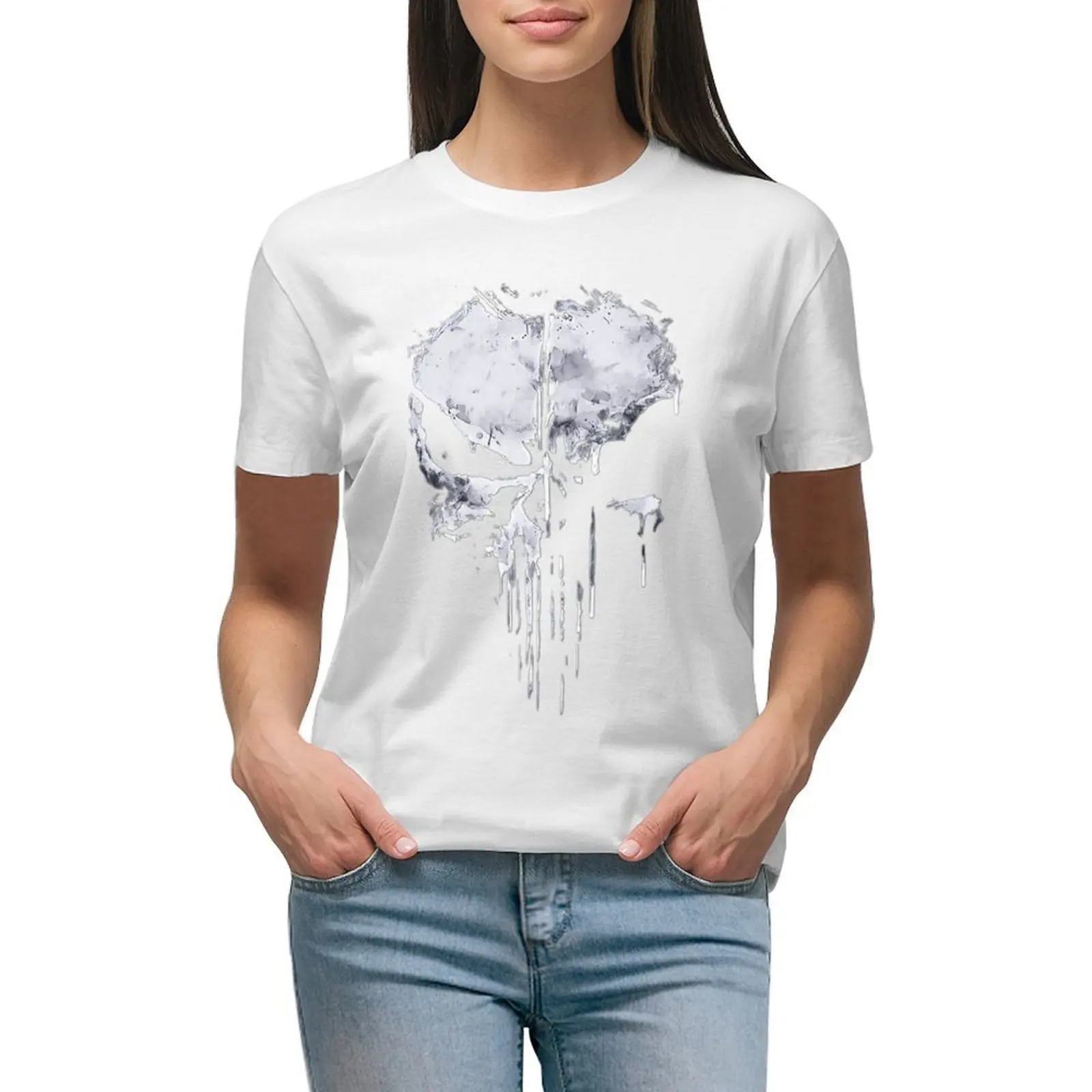 

Fallen Skull symbol T-shirt shirts graphic tees korean fashion cute clothes Women's tee shirt