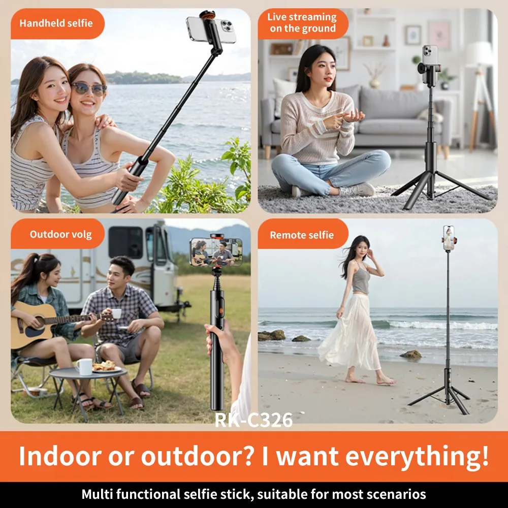 Portable Selfie Stick Tripod Telescopic Multifunctional Live Stand Remote Selfie for Smart Phones Outdoor Volg Live Streaming
