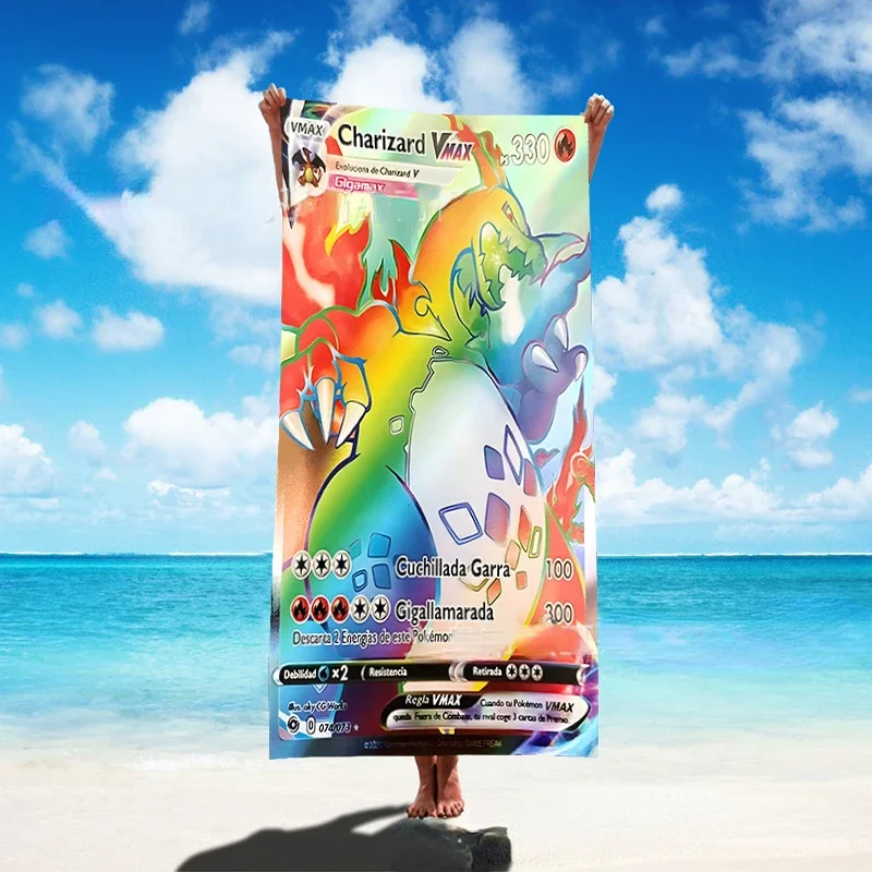 

Beach Towel Anime Pikachu Charizard Pokemon Bath Towel Children's Cartoon Adult Printing Water Uptake Microfiber Wrapping Towel