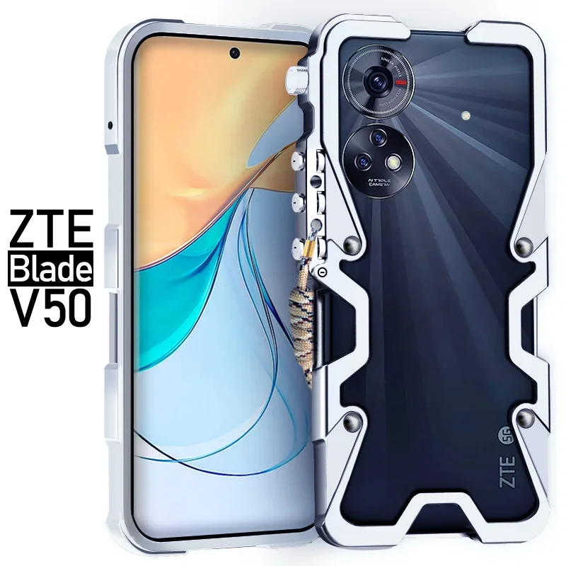 

Армированный металлический алюминиевый бампер для телефона ZTE Nubia Blade V50, чехол механический, ручной работы, стиль черепа
