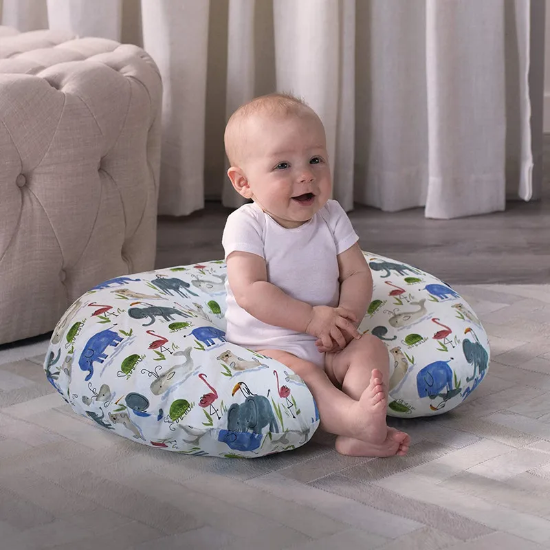 Infant U-shaped Nursing Pillowcase Learn Sit Pillow Coat for Newborn Removable Printed Neck Protection Pillowcase Baby Bedding