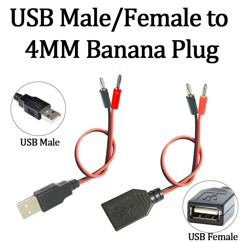 USB to Banana Plug Test Lead Charging Cable - Conductive Connection Adapter