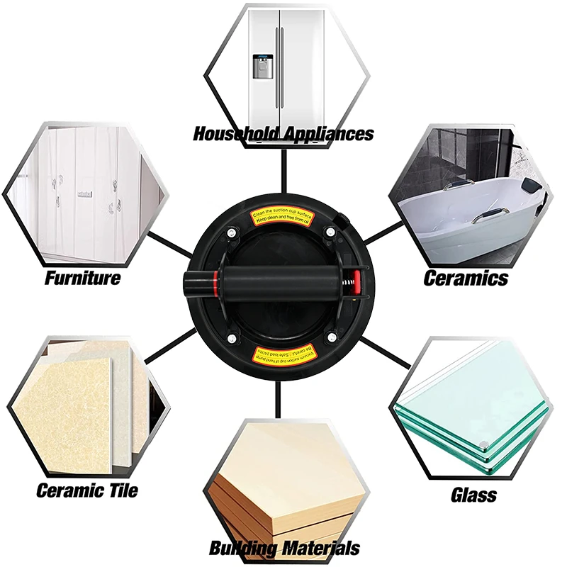 21CM Diameter Vacuum Suction Cup Manual Lift 220kg Load Capacity Heavy Duty For Granite Tile 8 inch vacuum suction cup