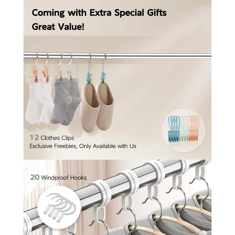 Clothes Drying Rack 95 Inches Folding Outdoor Indoor, Drying Rack Clothing Collapsible, Foldable Laundry Drying Rack 4