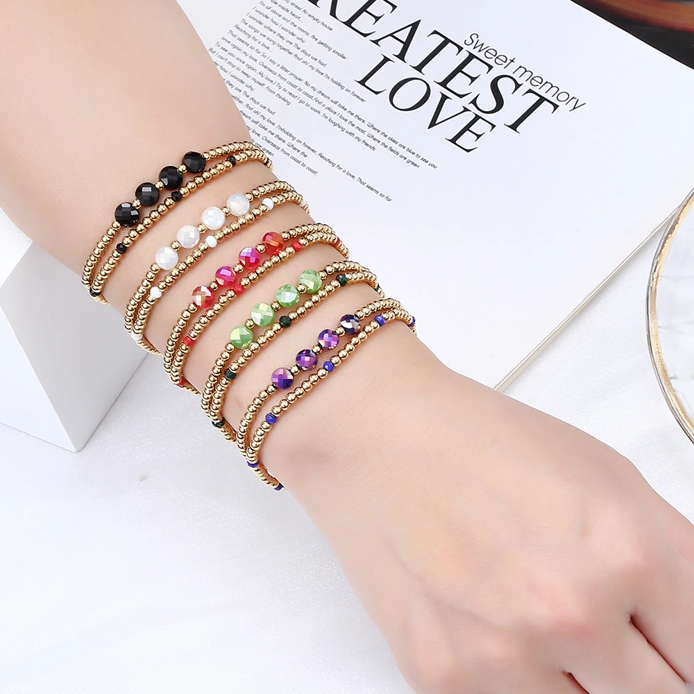 Fashion Jewelry Waterproof Durable Smooth Ball 3mm Cutting Surface Colored  Crystal Fine Handmade Beading Elasticity Bracelets - AliExpress