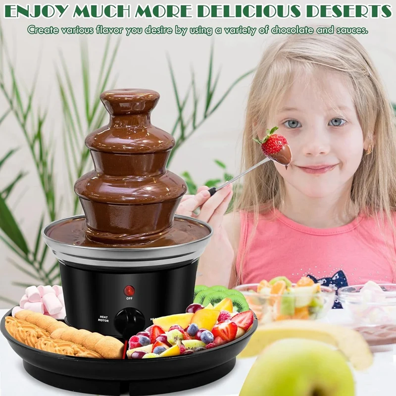 Three Layer Chocolate Fountain Machine Electirc Chocolate Fondue Set Detachable Mini Nostalgia Melting EU Plug