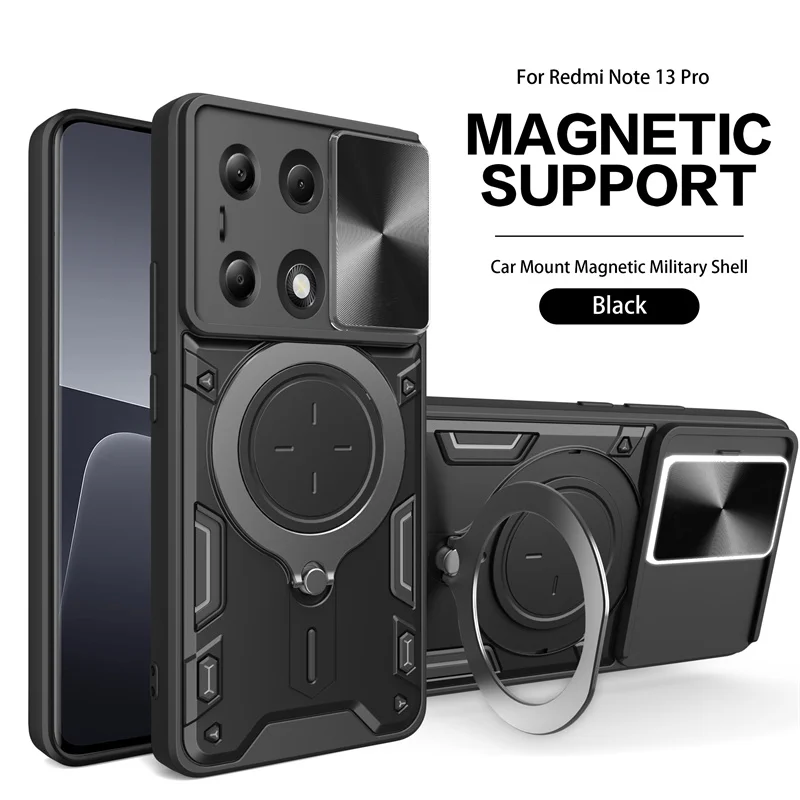Rugged Armor Case with Slide Camera Protector & Ring Stand