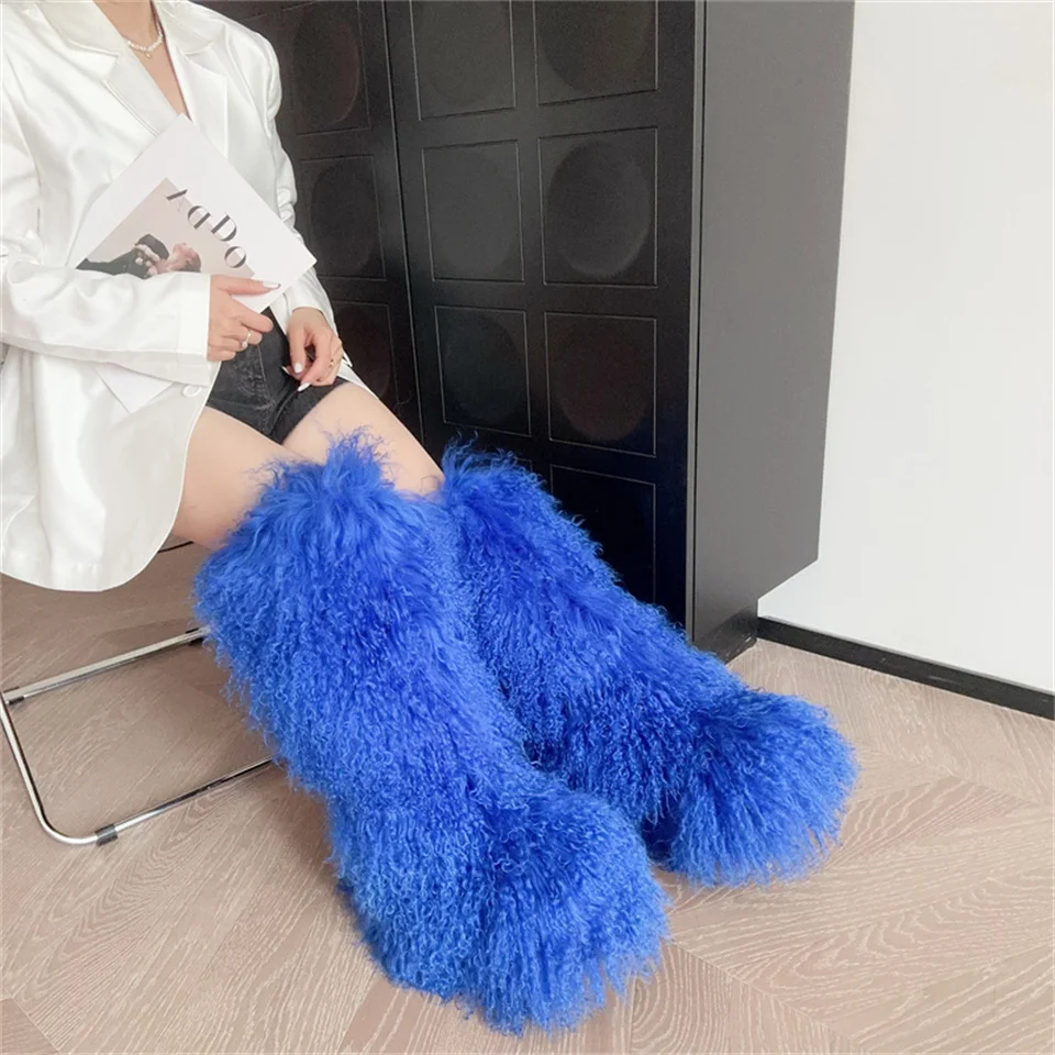 Wool Snow Boots Real Long Boot Warm Plush Knee-High Boot