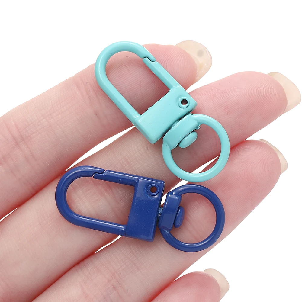 5 pcs Pivotant Homard Voiture Porte-clés Chaîne Porte-clés Fermoir Clip Boucle Mousqueton Pendentif Crochet Anneau Fendu 2 type 7 couleur-type B argent