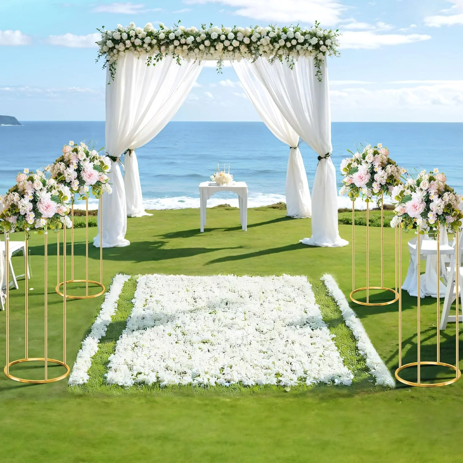 JINPRDAMZ 4 supporti per fiori per matrimoni,centrotavola,100 cm,80 cm,60 cm ,40 cm,in metallo,supporto per fiori alto,geometrico,colonna di fiori per decorazioni per la casa,soggiorno,feste