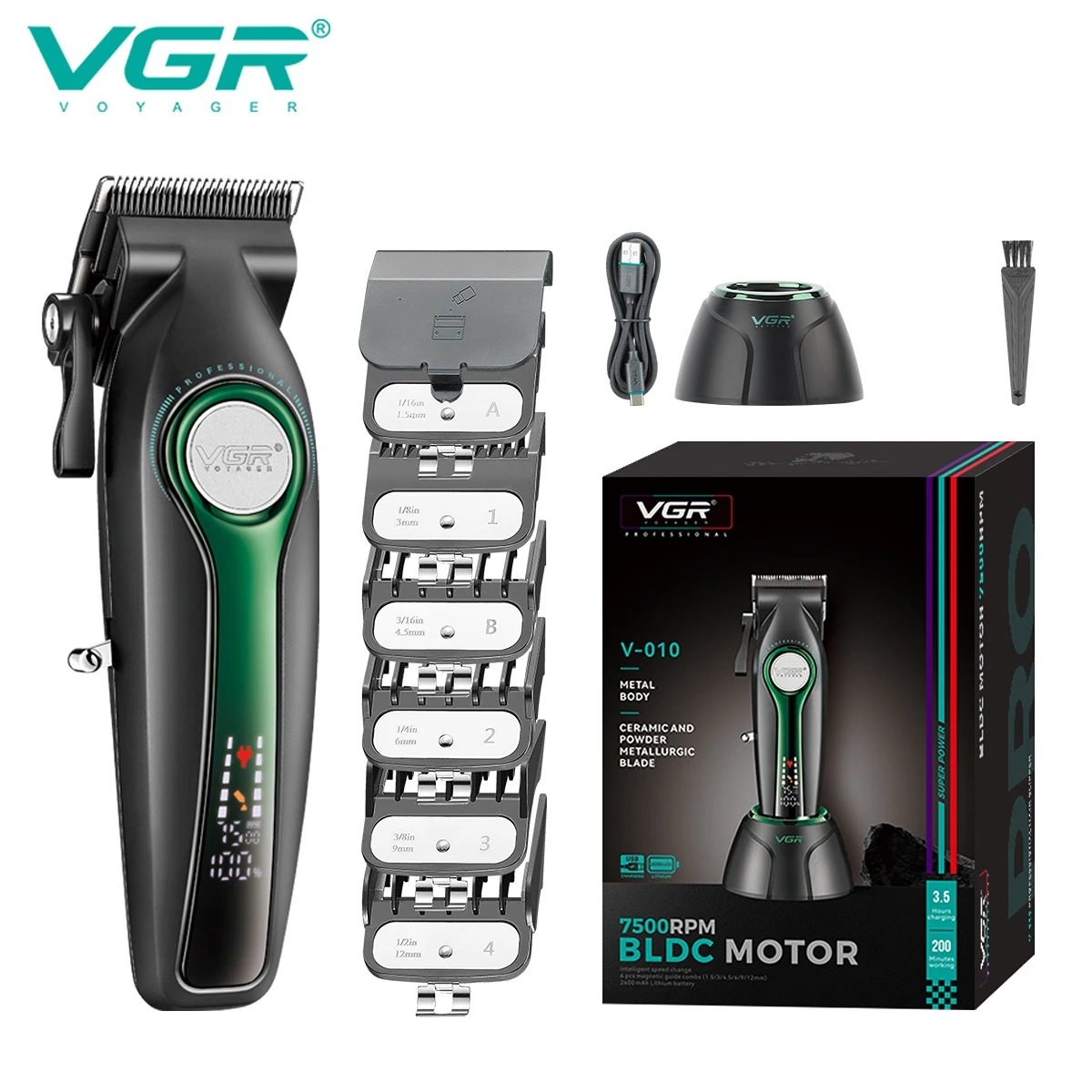 VGR ماكينة تشذيب شعر احترافية ماكينة قص شعر قابلة...