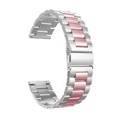 Premium Stainless Steel Watch Band - 22mm Adjustable Metal Strap for 20MM Width (Silver pink)