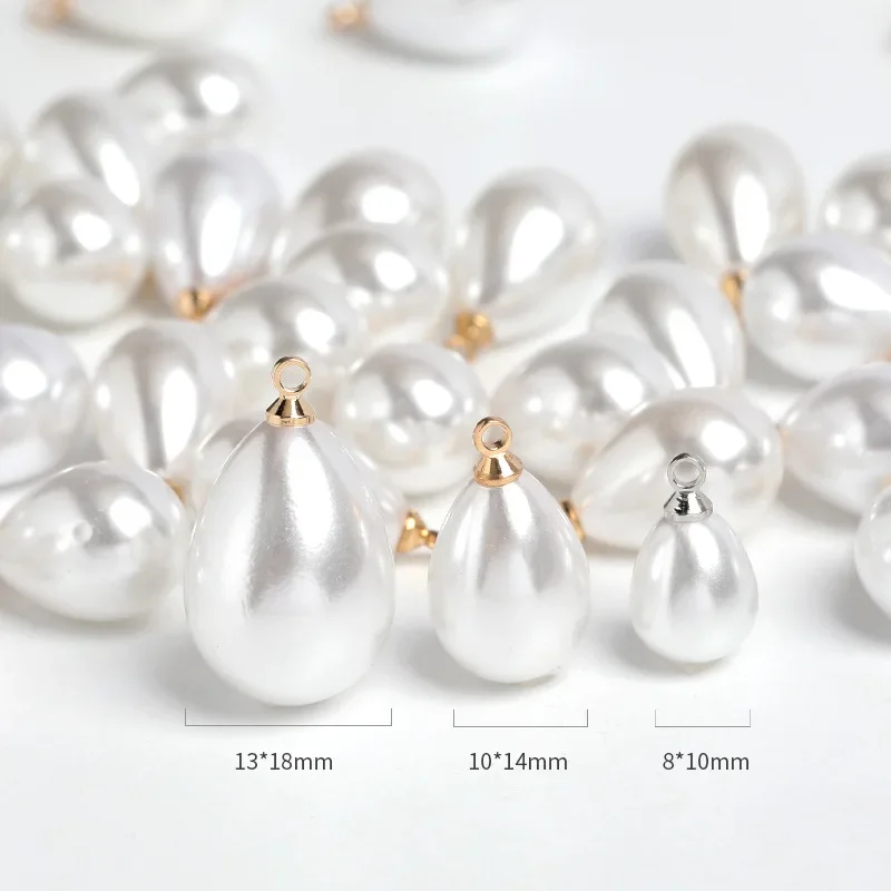 10pcs 10x20mm 미니 아크릴 진주 펜던트 DIY 워터 드롭 비즈 펜던트 귀걸이 장식품 쥬얼리 만들기 부품 도매