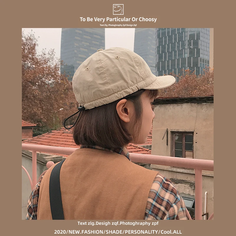 

Japanese Minority Short Brim Soft Brim Peaked Cap Female Summer Retro Washed Workwear Baseball Hat Male Fashion
