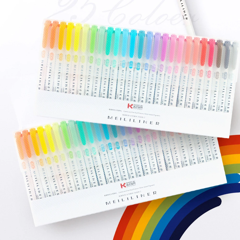 3/5/10/25Pcs Set Cute Stationery Markers Pen Double Head Fluorescent Highlighter Pastel Drawing School Student Office Supplies | Канцтовары