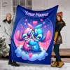 1PC Custom Name Pokémon Disney Stitch Printed Blanket, All-Season Multi-Use for Nap, Camping, Travel, Car ,sofa Machine Washable 6