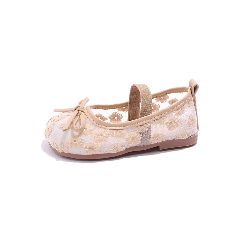 Girl Shoe Fashion Lace Shoe New Chinese Retro Kid Shoe 2023 Summer New Princess Shoe Embroidery Women Shoes Elegant Linen Shoes