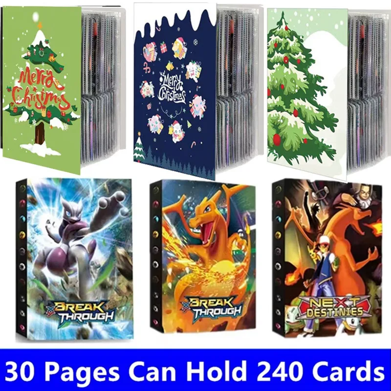 Christmas Album Charizard Cards Album Book 240pcs Cartoon Anime Game Card Holder Collection Folder Kid Cool Toy Gift