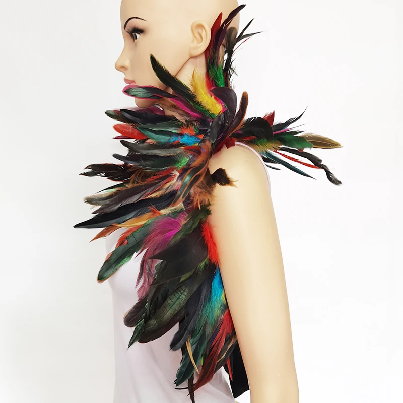 Fashion Feather Shawl Shrug Cape Plume Epaulette Stole Poncho