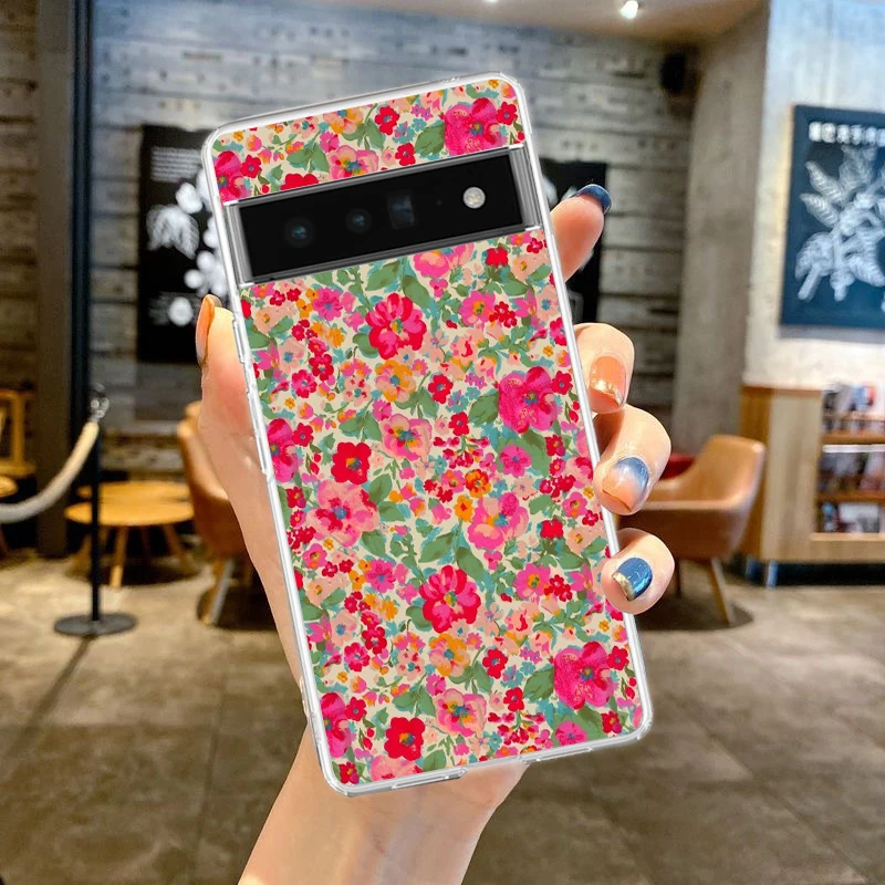 Clear TPU Transparent Phone Case with Floral Art Design