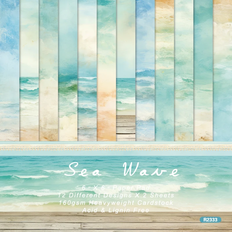 

Panalisacraft 24 sheets 6"X6" Vintage Sea Wave Scrapbook paper Scrapbooking patterned paper pack DIY craft Background paper