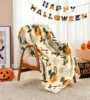 1PC Halloween Throw Blanket Pumpkin Skull Bats Ghost Black cats Thin Blanket Gifts for Couch Bed Car Home Camping all season use 2