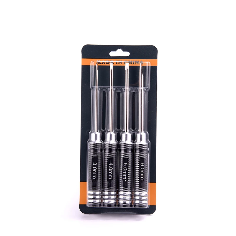 1/14 RC 자동차용 플랫 헤드 스크루 드라이버 키트, 라디오 제어 모델, 3.0mm, 4.0mm, 5.0mm, 6.0mm, 4 개