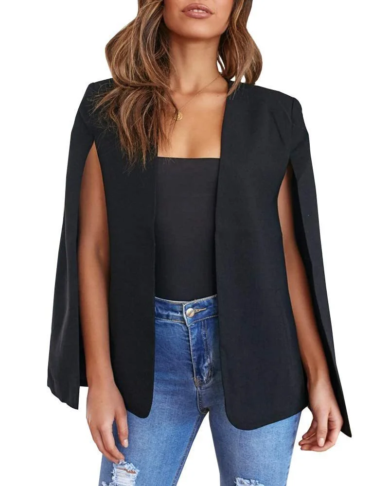 2022 Spring and Autumn Ladies Shawl Sleeve Jacket Solid Color Women's Fashion Trend Cloak Vest Slim Fit Small Suit Jacket