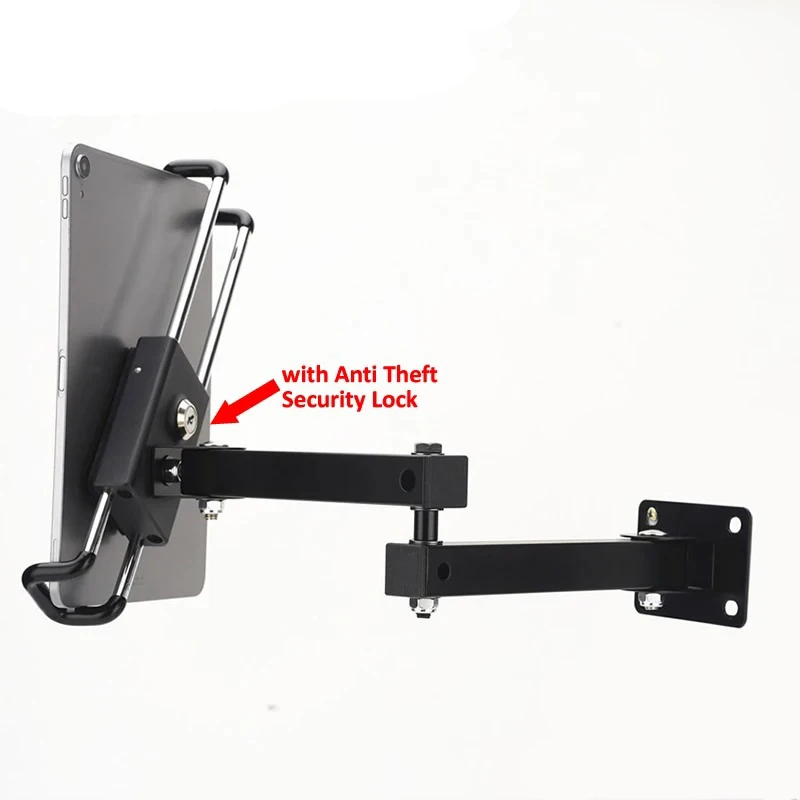 

Wall Mount Tablet Stand Stretchable Wall Holder with Anti Theft Security Lock Adjustable Metal Wall iPad Stand for iPad 7-13inch