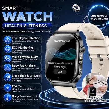 Nuovo Smartwatch 2026 per Diagnosi Accurata con Misurazione Grasso Corporeo, ECG, Ossigeno nel Sangue, Pressione Sanguigna, Monitoraggio Salute e Sport, Schermo HD AMOLED, Chiamate, per Uomo e Donna