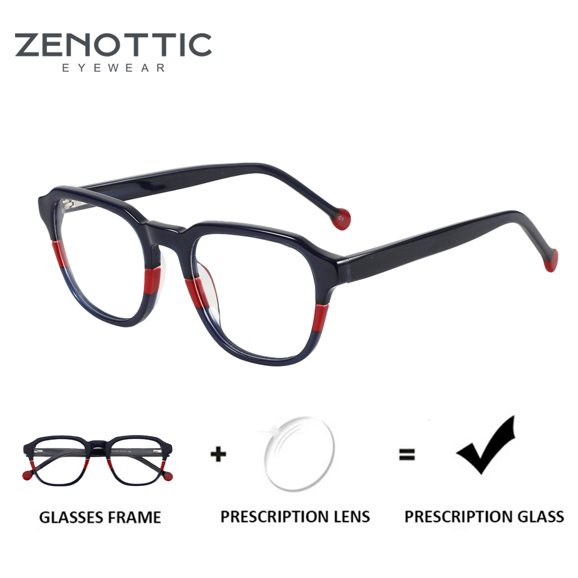 

ZENOTTIC Fashion Handmade Acetate Prescription Glasses 2023 Unisex Myopia/Progressive Eyewear Round Optical Eyeglasses A01059