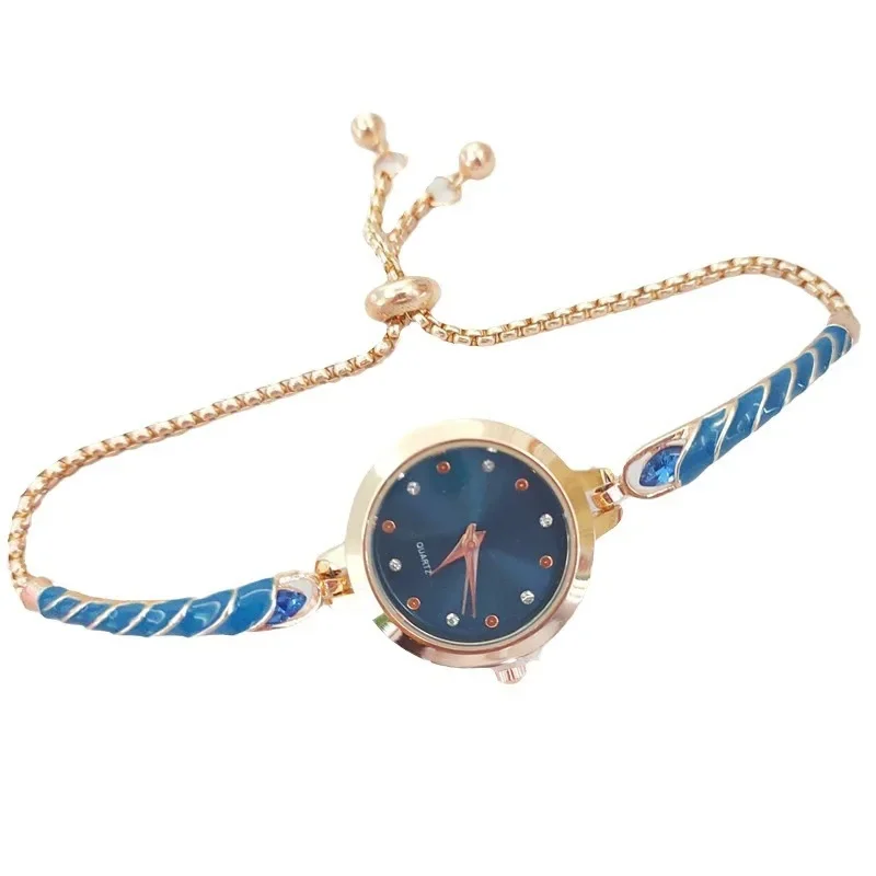 New Watch for Women Fashionable Colorful Drill Thin Band Drill Round Women Watch Adjustable PU Bracelet Watch Relojes Para Mujer 5