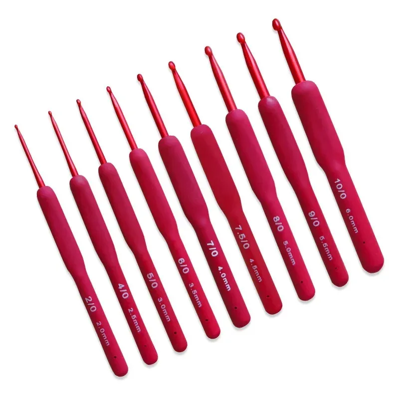 Crochet Hook Single-head TPR Silicone Handmade Single Crochet Red Handle Clothing Knit Work DIY