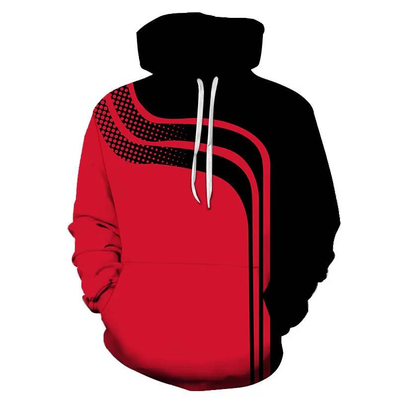 Brand Trend 3d Printed Hoodies Unisex Tracksuit Black Red Sportswear Pullover Stripe Sweatshirt jogging fitness Men'S Streetwear