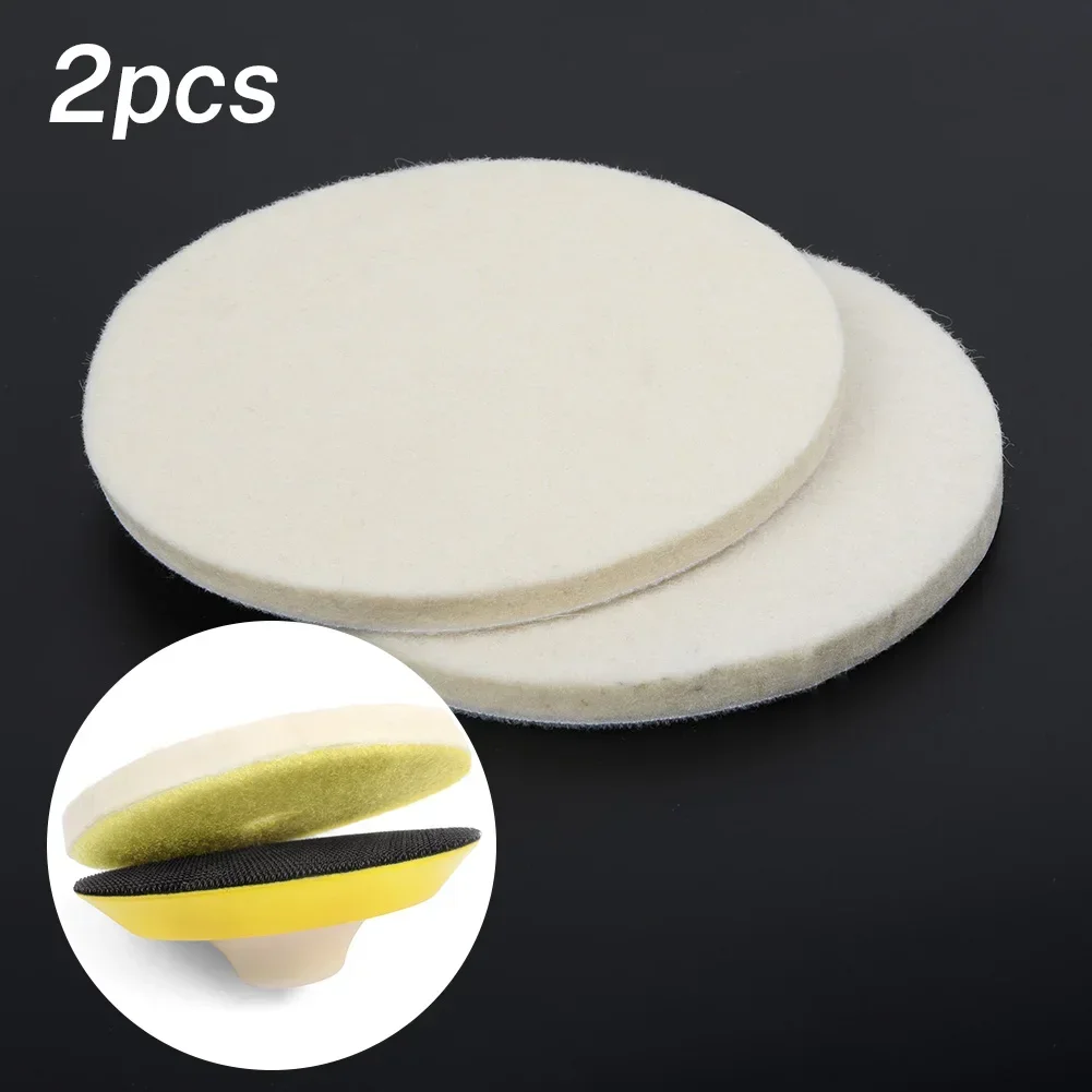 2pcs 5 Inches Wool Polishing Wheel Buffing Pads Angle Grinder Wheel Felt Polishing Disc For Metal Marble Glass Ceramics