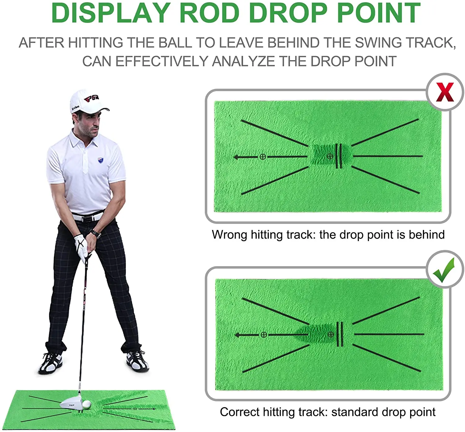 Description Picture 5 of itemPortable Golf Swing Practice Pad, 30x60cm Swing Trajectory Correction Training Auxiliary Pad