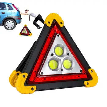 Luce da lavoro a LED per auto, luce lampeggiante portatile, segnale di avvertimento triangolare, lampada di allarme per emergenze stradali e guasti.