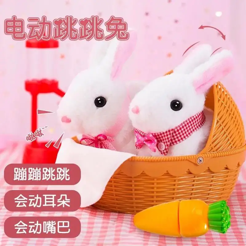 Rabbit Plush Toy Children's Simulation Electric With Sounds Walking Cute Doll White Rabbit Pet Girl Play House Toy Birthday Gift