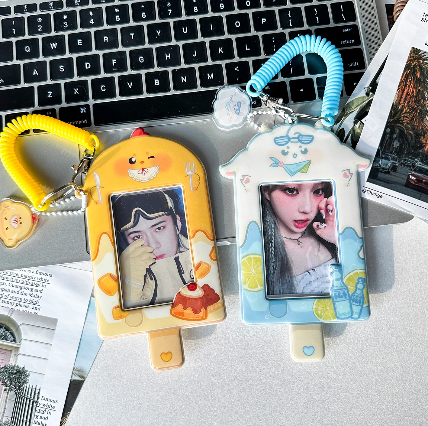 MINKYS Kawaii Animal 3 inch Kpop Photocard Holder Photo Card Holder Bag Pendant Back To School Stationery 4