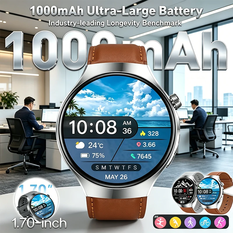 블루투스 스마트워치 정보푸시 무선 통화 1000mAh 대용량 1.70인치 화면 수면..