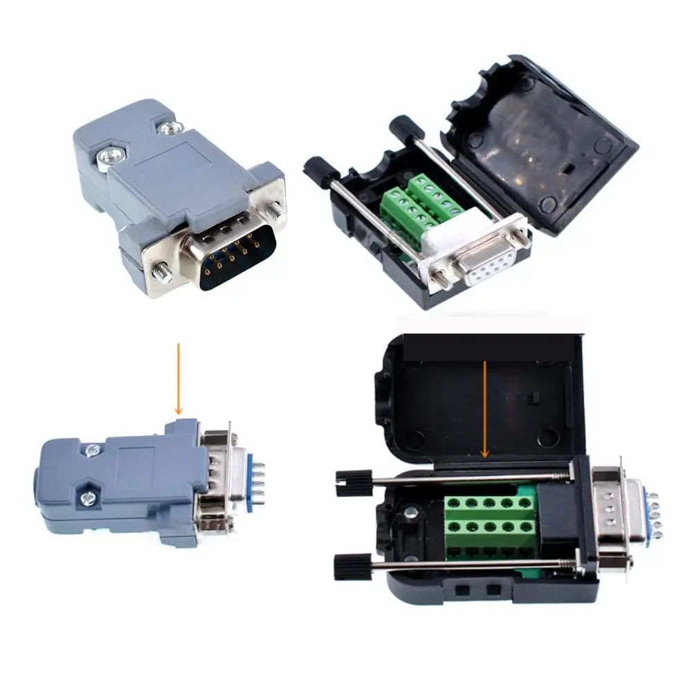 DB9 D-sub Connectors Plug with Plastic Shell for RS232 Serial