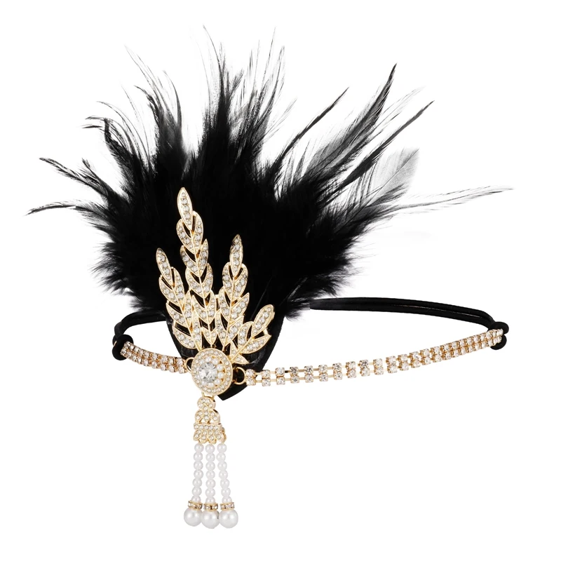 1920s Flapper Accessories Set Headband Earrings Necklace Gloves Cigarette Holder 20s Accessories for Women Flapper Headpiece