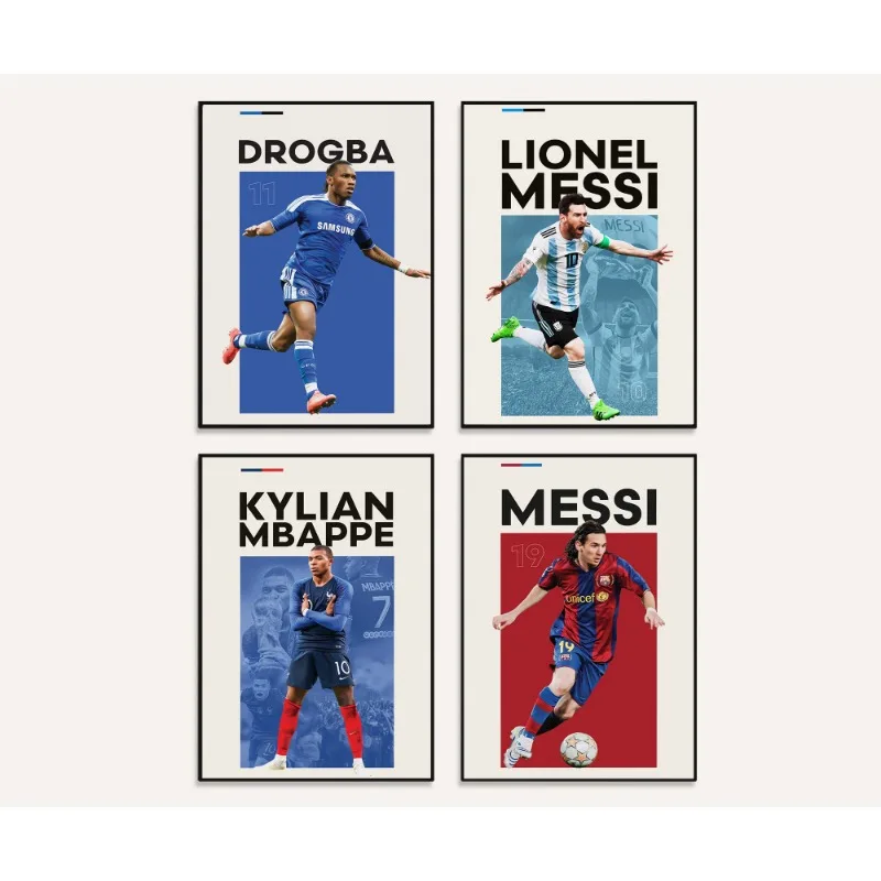 Description Picture 5 of itemFootball Celebrity RRonaldo DDrogba GGavi MMessi Gift Sport Poster and Canvas Printing Wall Art Picture for Fans Room Home Decor