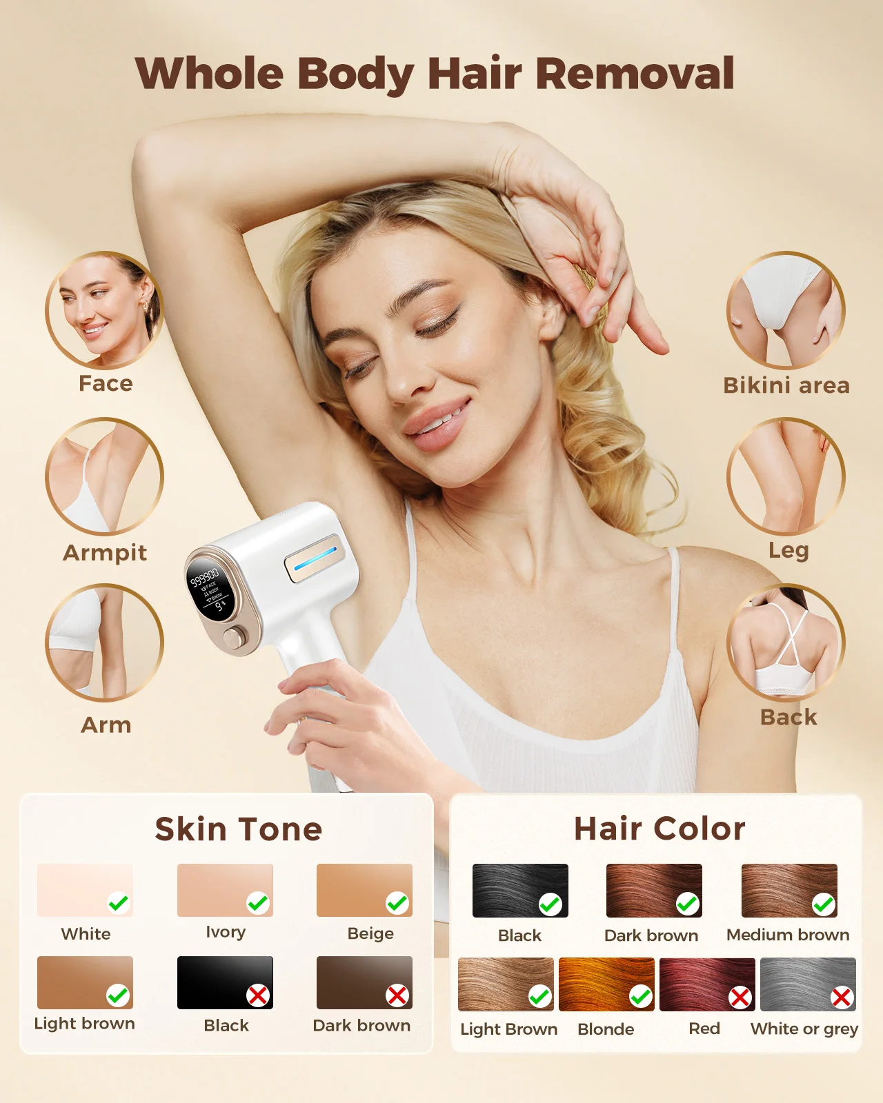 IPL Hair Removal Laser 999900 Flashes Safe Painless Epilator 3X Faster Remover Device Whole Body Treament Men Women Home Use 6