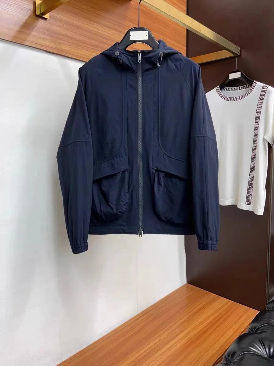 Chaqueta holgada con capucha y textura de burbuja informal para exteriores fina de primavera/verano para hombre Zz