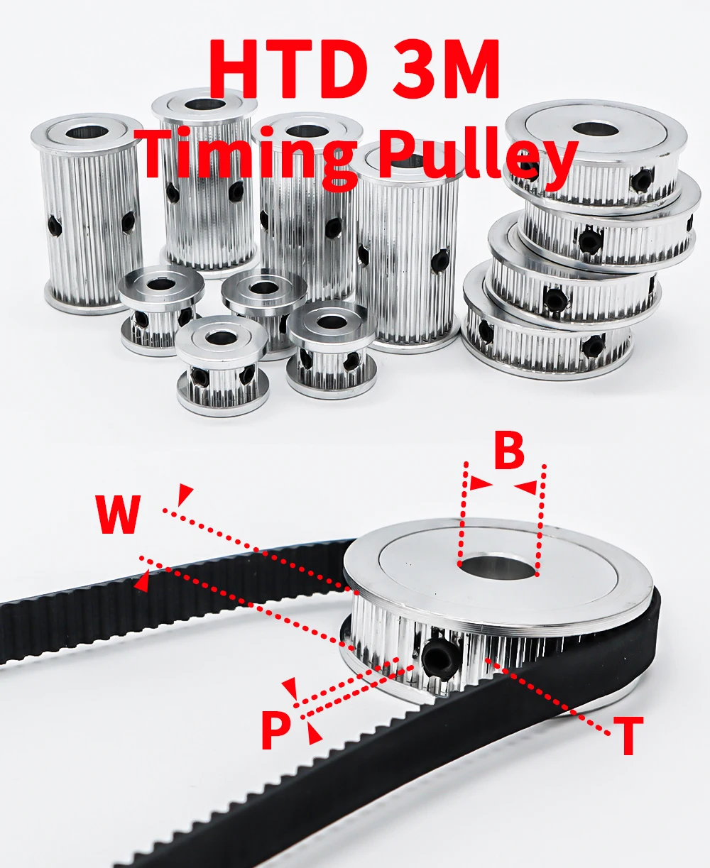 Description Picture 2 of item50Teeth HTD 3M Pulley Wheel 50T Belt Pulley Bore5/6/8~24/25/28mm 3M Belt Width 10/15/20mm Synchronous Pulley HTD3M Timing Pulley