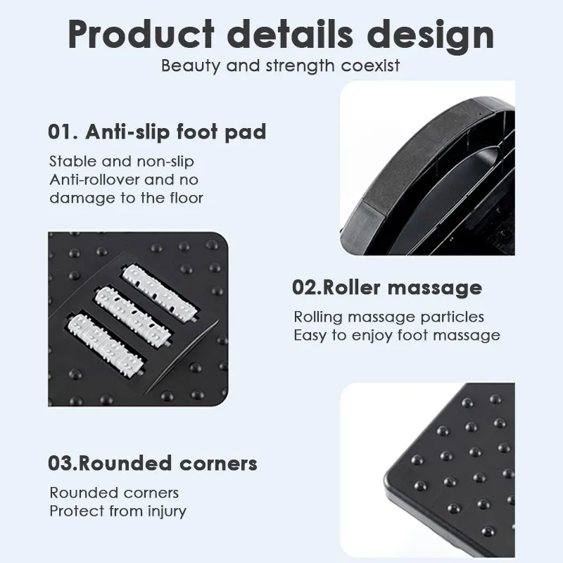 Choiced Ergonomic Under Desk Footrest Foot Rest With Massage Rollers Modern Design Portability Foot Stool for Home Office Work