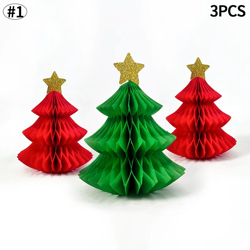 thumbnail image 1 of Bolas de nido de abeja para Navidad, colgantes de bolas de papel para árbol de Navidad, adornos para decorar el ambiente, suministros y accesorios, 1 of 5