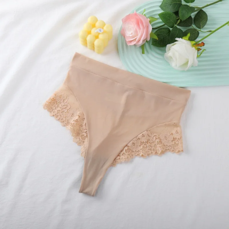 high waist lace thong front view
